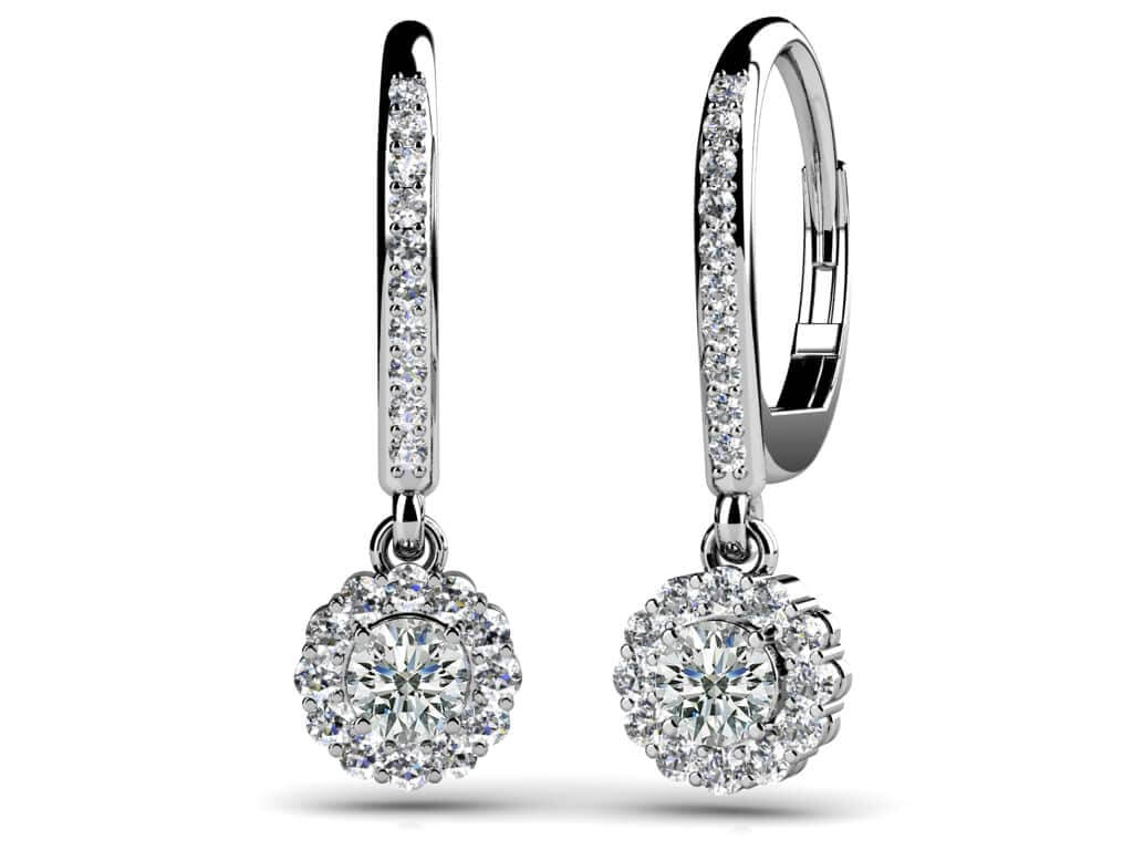 Stylish Diamond Drop Earrings Diamond with 1.02 ct. (2X0.25 ct. center diamonds)
